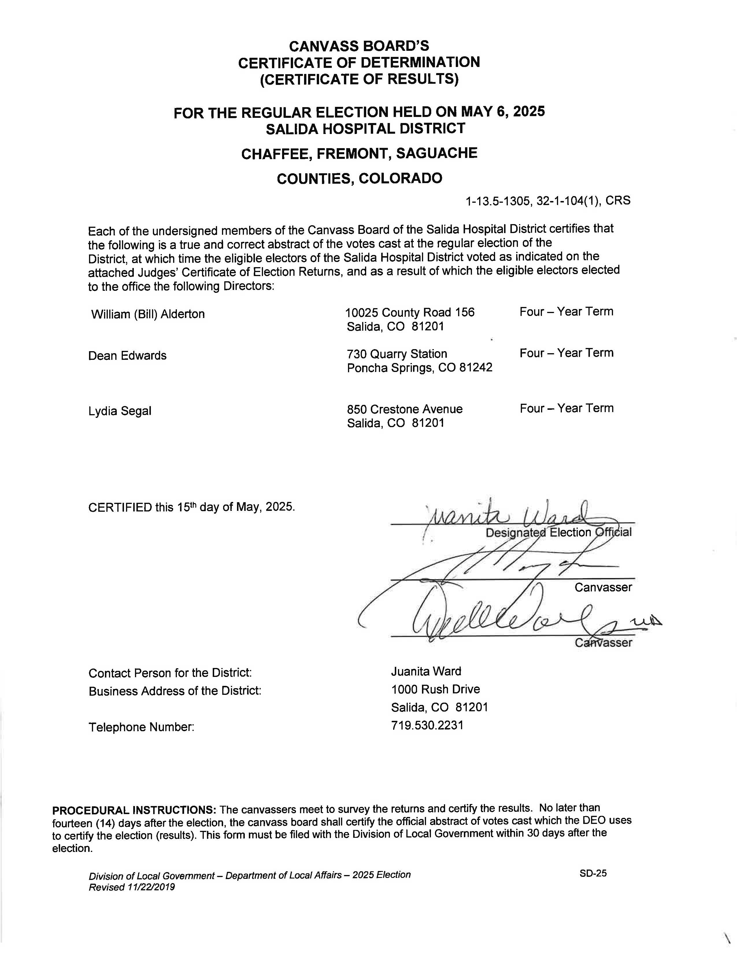 Certificate of Results